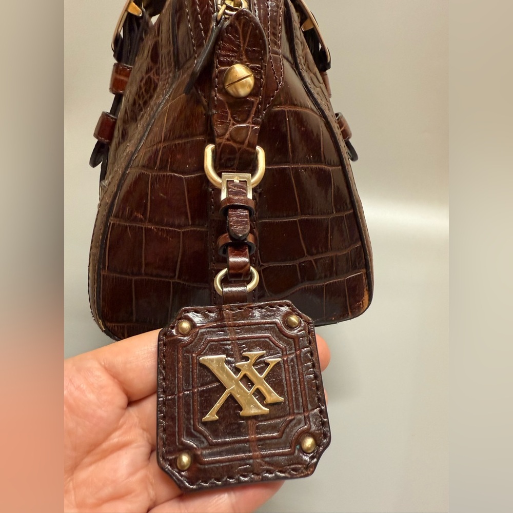 MAXX CROC Y2K genuine leather satchel bag burgundy brown - Picture 4 of 17